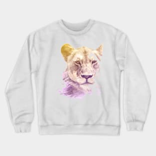 Lioness Superimposed Watercolor Crewneck Sweatshirt